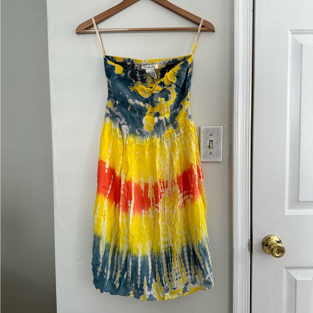Ocean Drive Tye dye strapless dress sz: Small